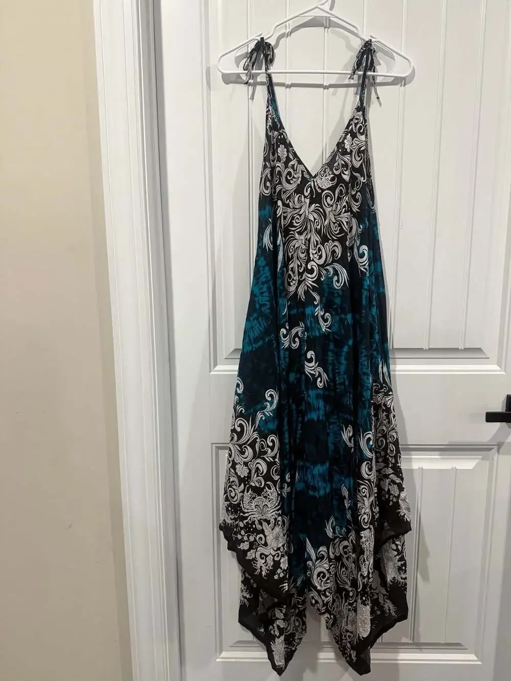 Kathmandu Imports Boho Handkerchief Hem Tie Strap Maxi Romper Festival OS - Picture 2 of 9